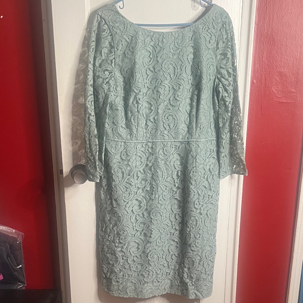 J. Crew Lace Long Sleeve Dress in Mint Green